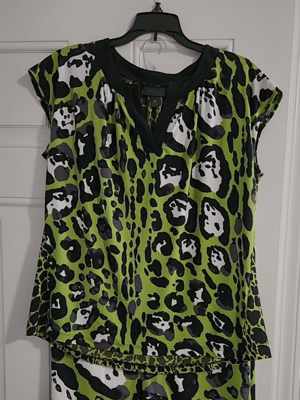 Worthington Green Leopard Print Skirt Set